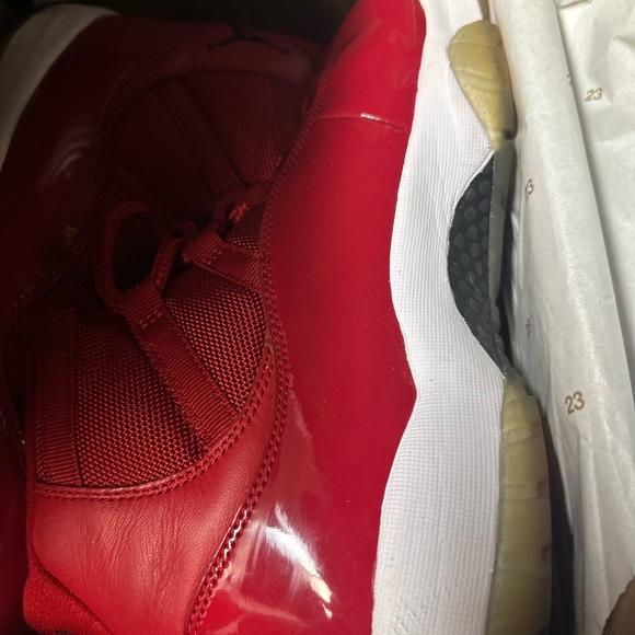 Red Air Jordan 1 Low Sneakers - Picture 4 of 6
